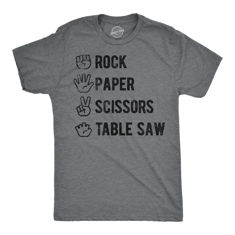 men's shirts with hidden button plackets-Rock Paper Scissors Table Saw Men's T Shirt