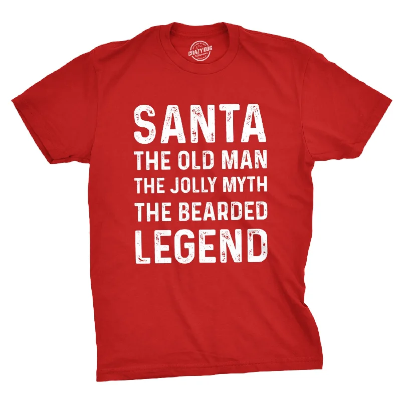 men's casual shirts with vibrant prints-Santa The Old Man The Jolly Myth The Bearded Legend Men's T Shirt