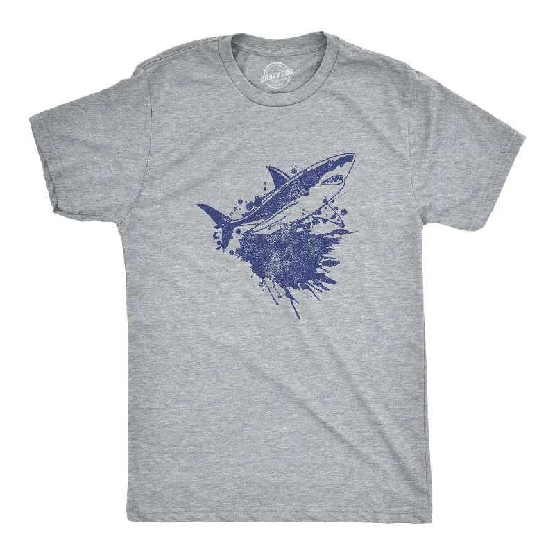 men's casual shirts for concerts-Shark Ink Splatter Men's T Shirt