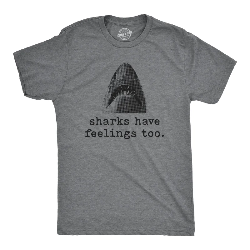 men's shirts with a modern silhouette-Sharks Have Feelings Too Men's T Shirt