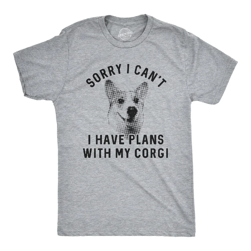 men's shirts with a casual fit-Sorry I Can't I Have Plans With My Corgi Men's T Shirt