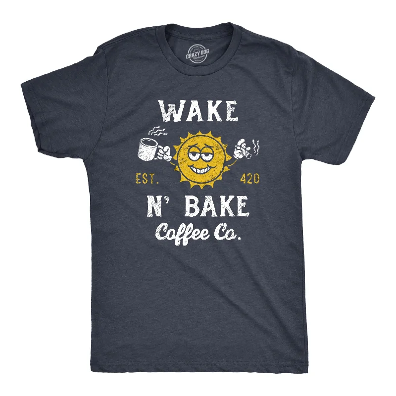 men's bold print shirts-Wake N Bake Coffee Co Men's T Shirt