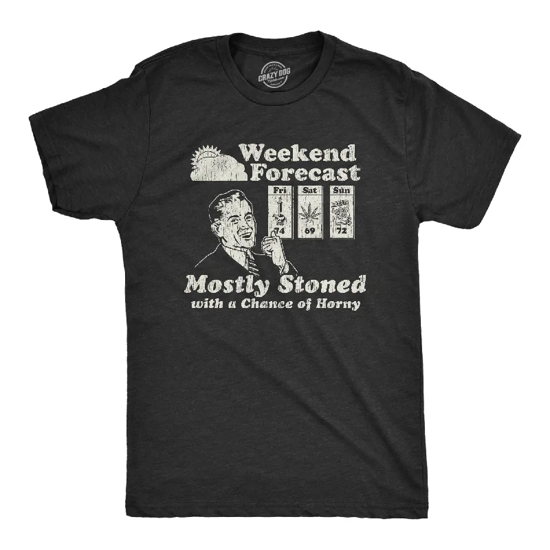 men's shirts with sharp collars-Weekend Forecast Mostly Stoned With A Chance Of Horny Men's T Shirt